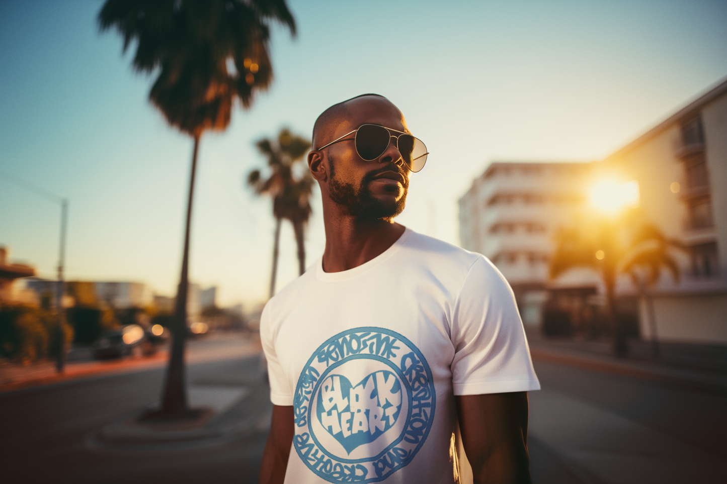 BLACK HEART BABY BLUE T-shirt