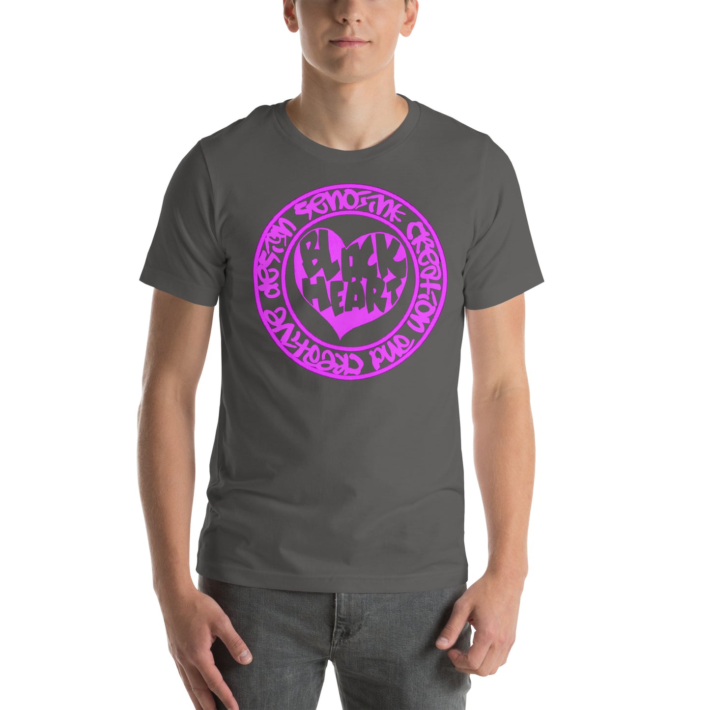 BLACK HEART NEON PINK T-shirt