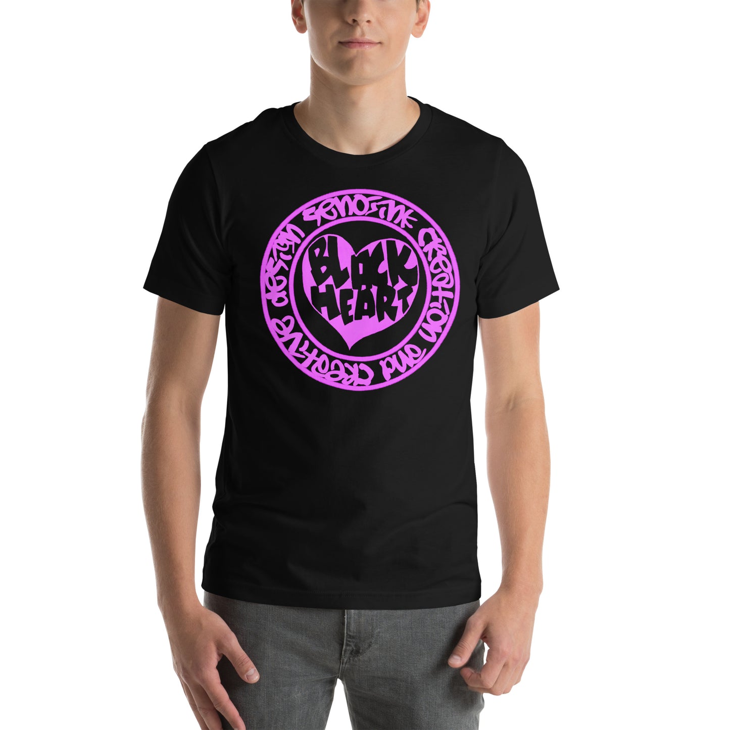 BLACK HEART NEON PINK T-shirt