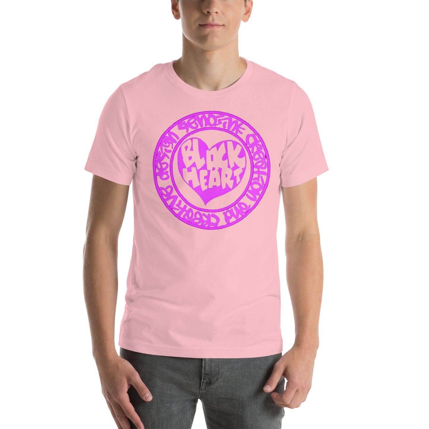 BLACK HEART NEON PINK T-shirt